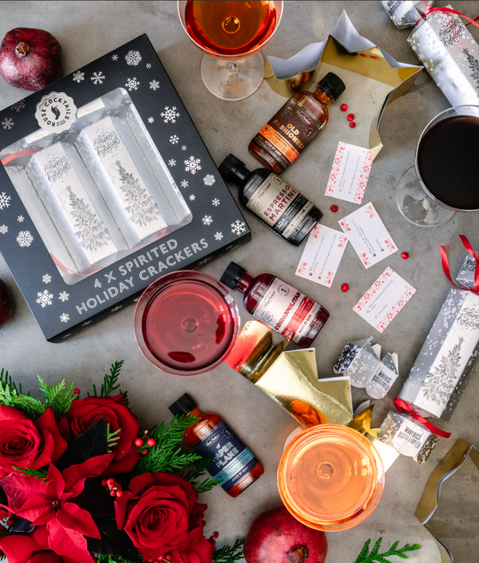 HOLIDAY CRACKERS with COCKTAILS, CROWN & JOKE